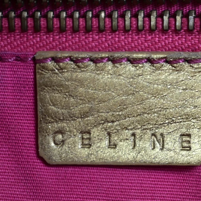 CELINE Logo Macadam Pattern Shoulder Bag – Pink Canvas/Leather