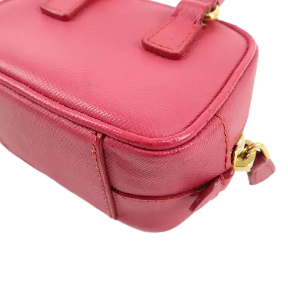 PRADA Logo Safiano Leather Mini Hand Bag