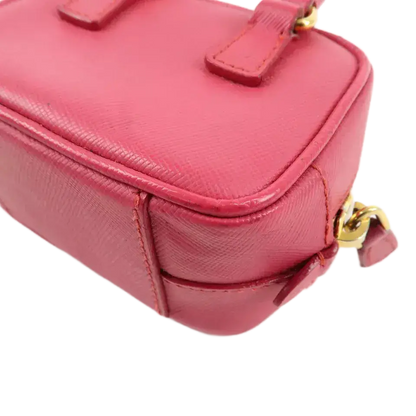 PRADA Logo Safiano Leather Mini Hand Bag