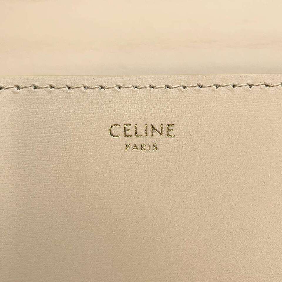 CELINE Chain Shoulder Bag Leather Beige