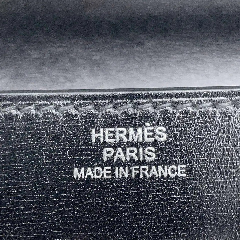 HERMES Kelly Wallet Long to Go Box Calf Leather Black