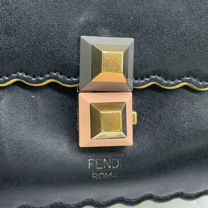 Fendi Black Calf Leather Monstera Shoulder Bag