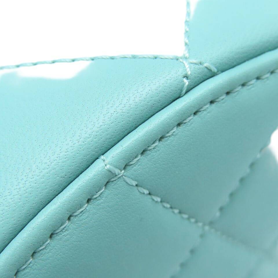 CHANEL Quilted CC GHW Chain Shoulder Bag Lambskin Leather Light Blue
