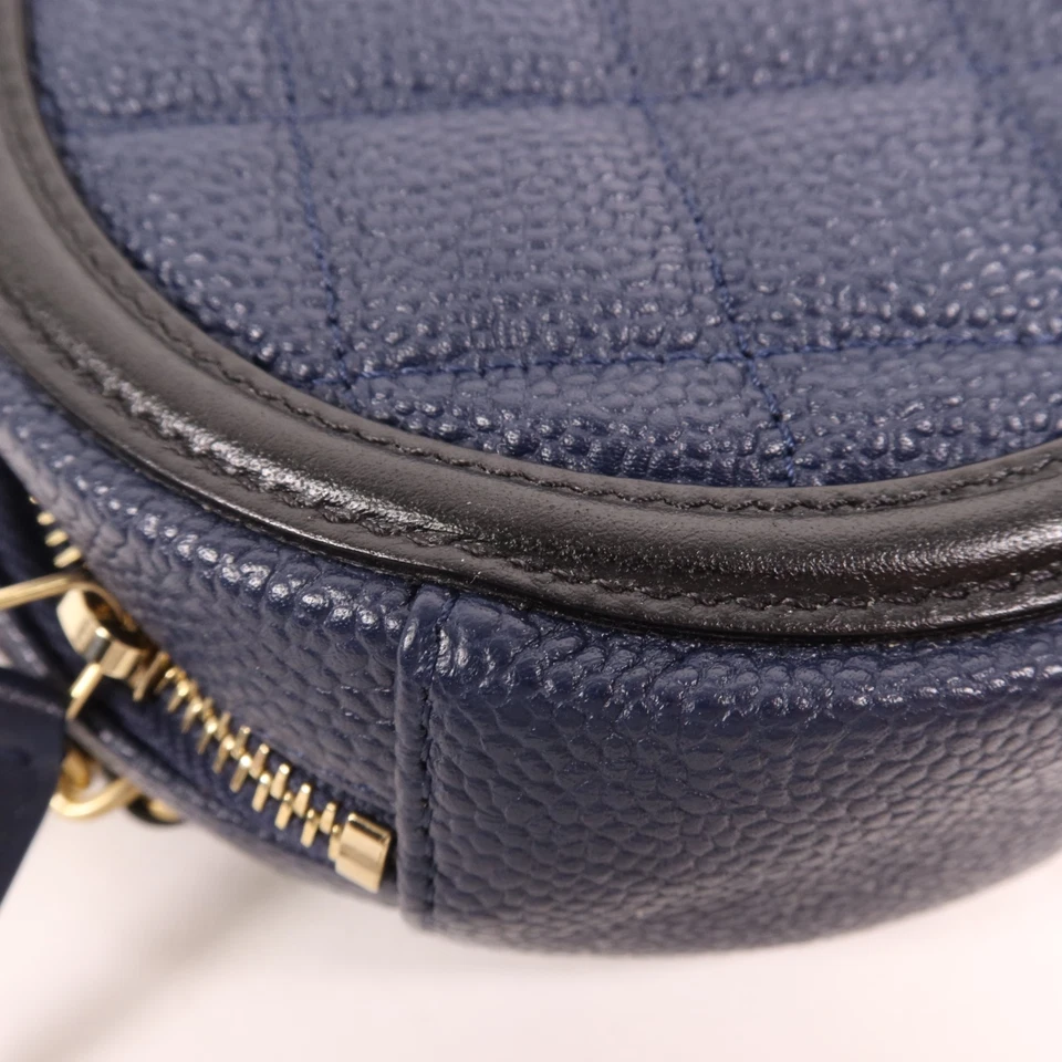 Chanel CC Filigree Round Chain Shoulder Bag in Navy & Black Calfskin (GHW)