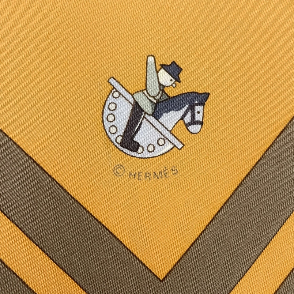 Hermès Carré 90 “Raconte-moi Le Cheval” Silk Scarf in Beige x Multicolor