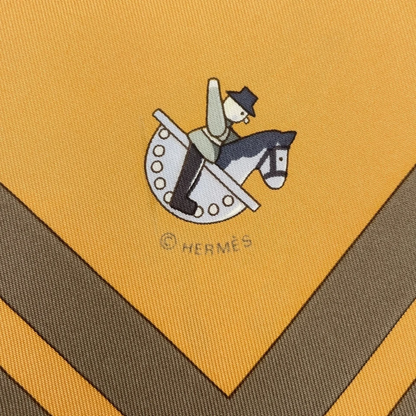 Hermès Carré 90 “Raconte-moi Le Cheval” Silk Scarf in Beige x Multicolor