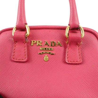 PRADA Logo Safiano Leather Mini Hand Bag