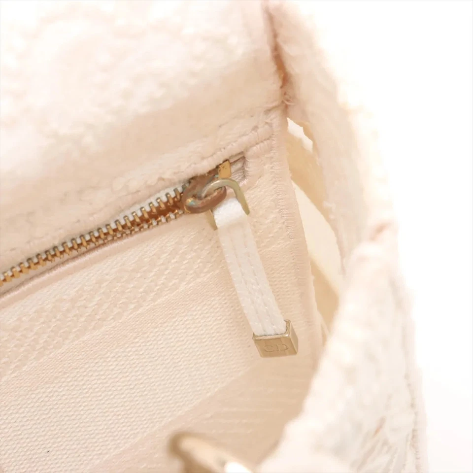 Christian Dior Lady Dee Light Medium Racing 2 Way Handbag White