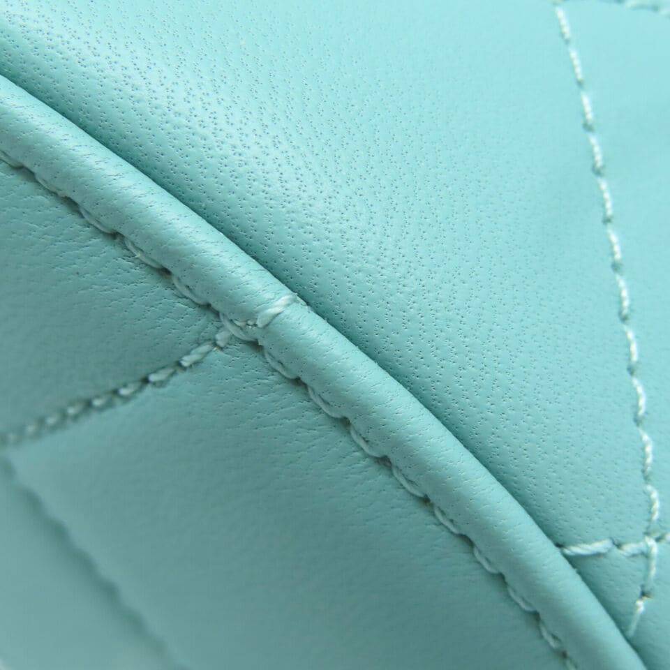 CHANEL Quilted CC GHW Chain Shoulder Bag Lambskin Leather Light Blue