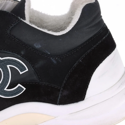 Chanel Coco Mark Fabric Sneakers 40 Ladies' Black