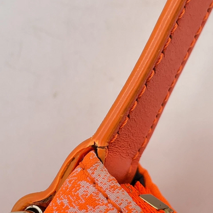 Christian Dior CD Logo Canvas Leather Orange Pouch