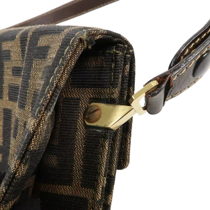 FENDI Zucca Canvas Leather Shoulder Bag