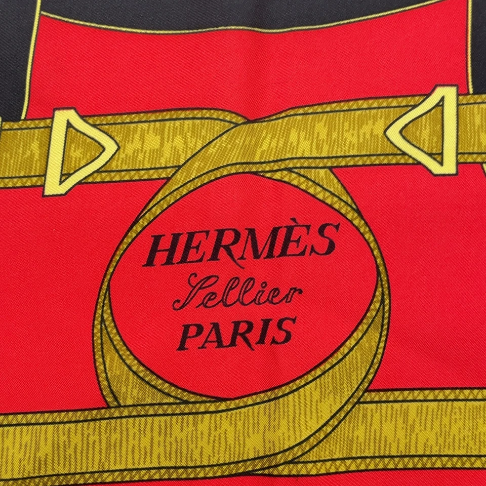 Hermes Carré 90 Eperon d'or Golden Spur Multicolor Silk Scarf
