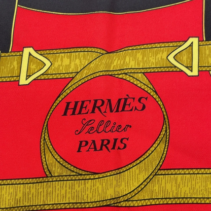 Hermes Carré 90 Eperon d'or Golden Spur Multicolor Silk Scarf