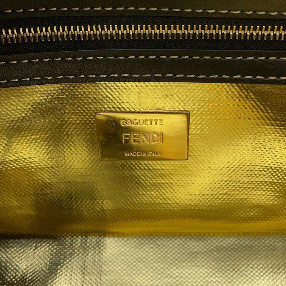 FENDI Zucca Mamma Bucket Shoulder Bag Canvas/Leather Ivory/Black