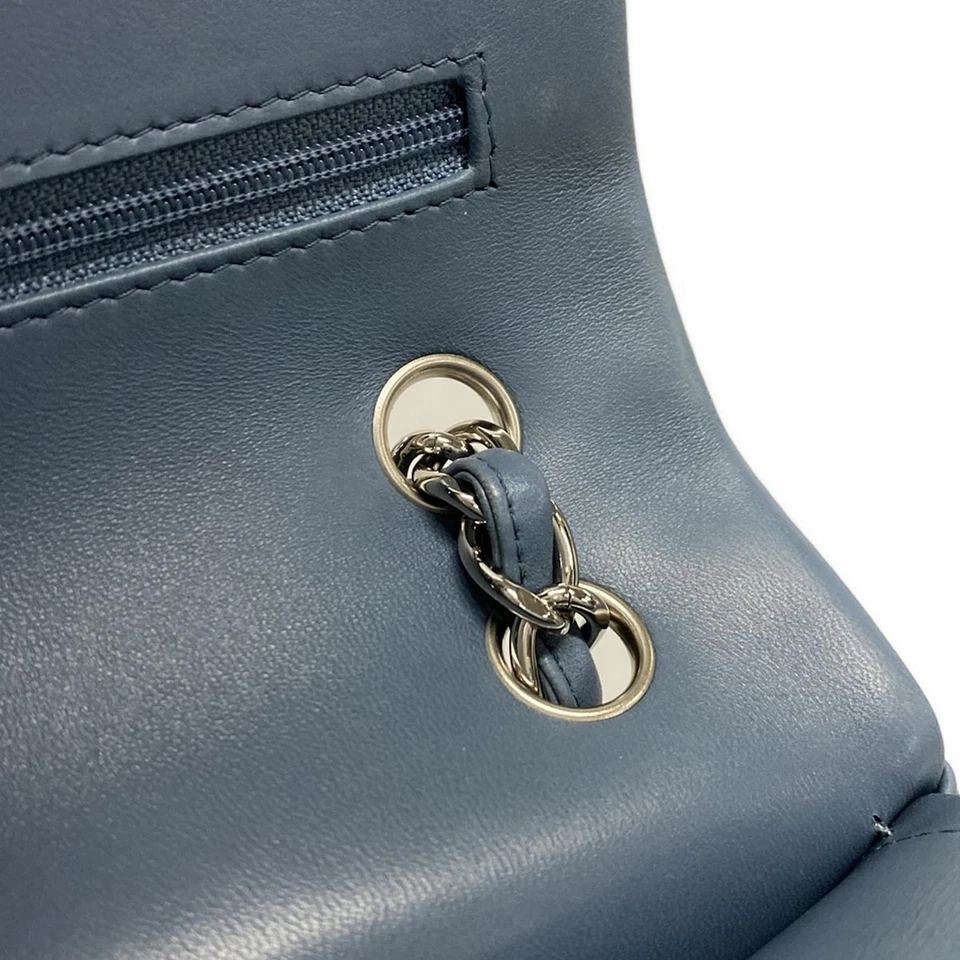 CHANEL Large Matelasse Blue Lambskin Shoulder Bag