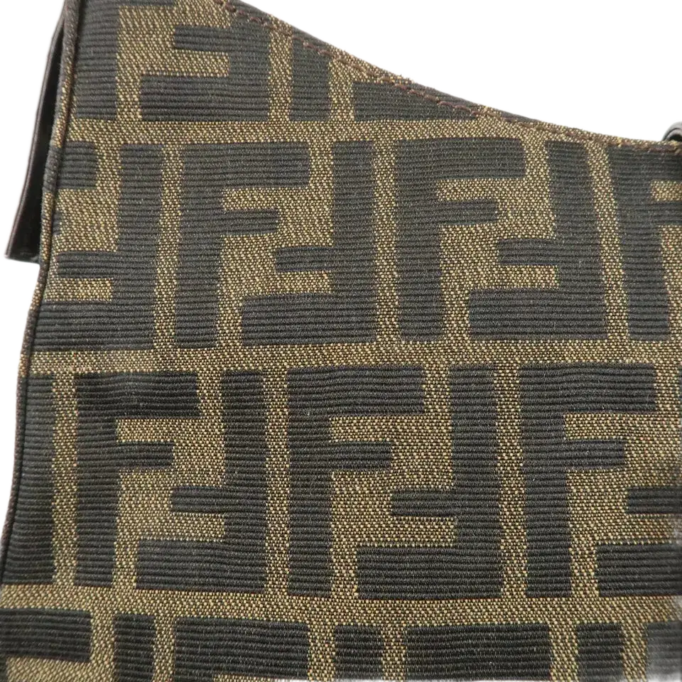 FENDI Zucca Canvas Leather One Shoulder Bag