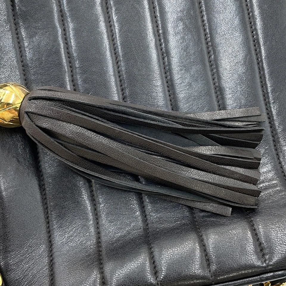 Chanel Mademoiselle Chain Shoulder Bag with Tassel in Black Lambskin