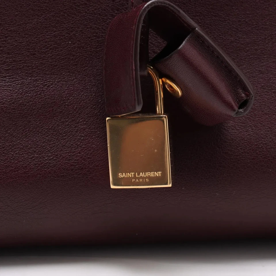 Saint Laurent Paris Sac de Jour Leather 2 Way Handbag Bordeaux