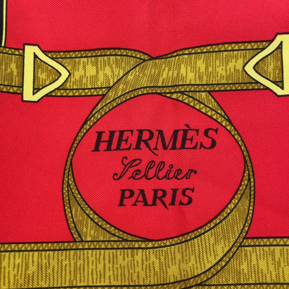 Hermes Carré 90 Eperon d'or Golden Spur Multicolor Silk Scarf