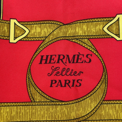 Hermes Carré 90 Eperon d'or Golden Spur Multicolor Silk Scarf