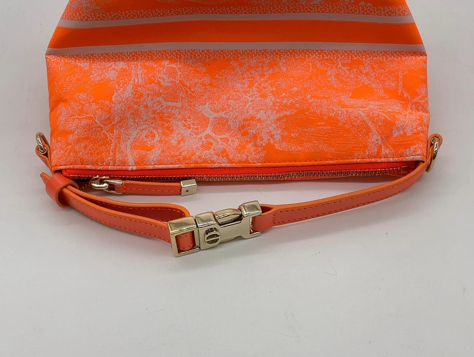Christian Dior CD Logo Canvas Leather Orange Pouch