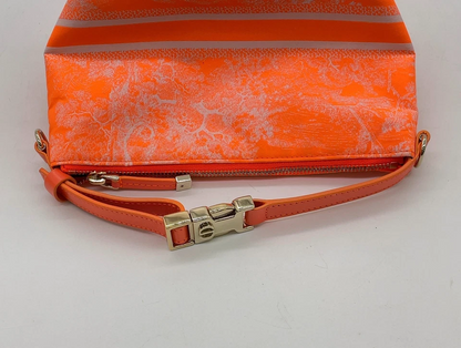 Christian Dior CD Logo Canvas Leather Orange Pouch