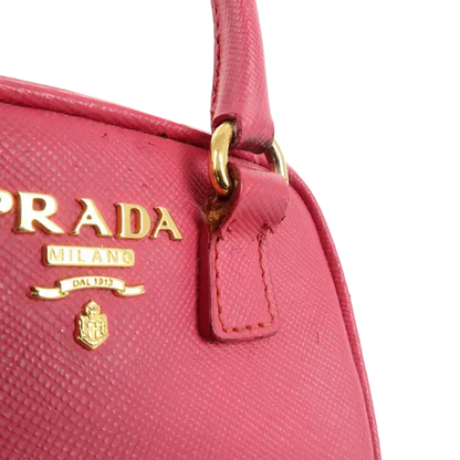 PRADA Logo Safiano Leather Mini Hand Bag