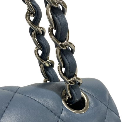 CHANEL Large Matelasse Blue Lambskin Shoulder Bag