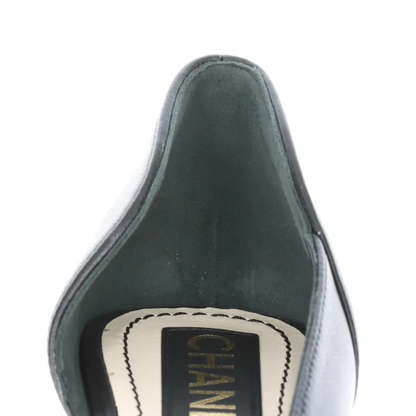 Chanel Coco Mark Leather Pumps 36 Ladies' Black×Gold
