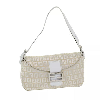 FENDI Zucchino Canvas Mamma Baguette Shoulder Bag