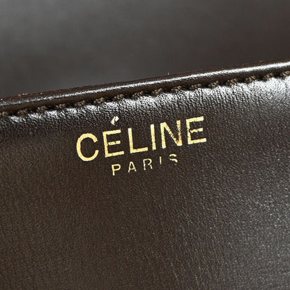 CELINE Horse Carriage Logo Shoulder Bag Leather Brown Gold