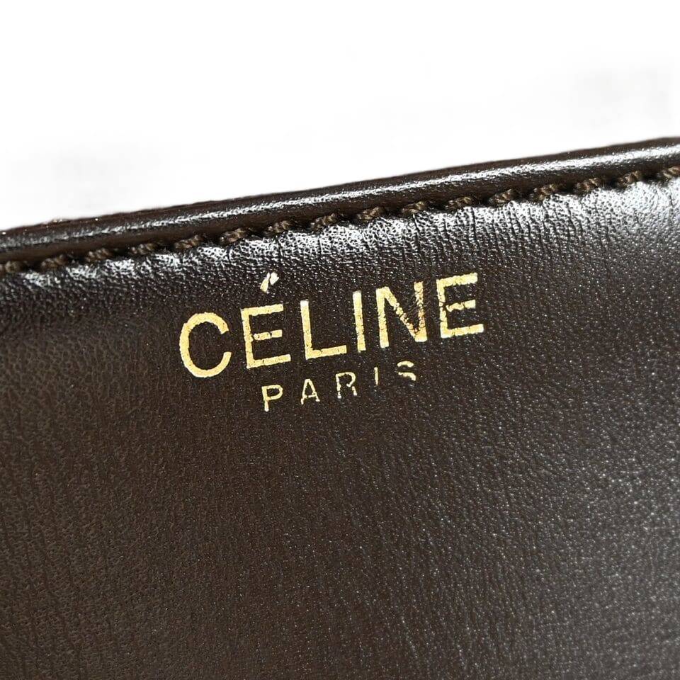 CELINE Horse Carriage Logo Shoulder Bag Leather Brown Gold