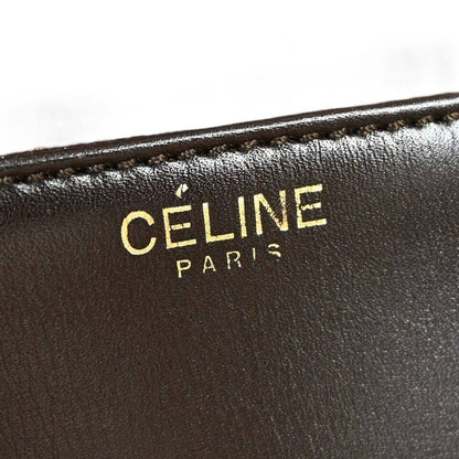 CELINE Horse Carriage Logo Shoulder Bag Leather Brown Gold