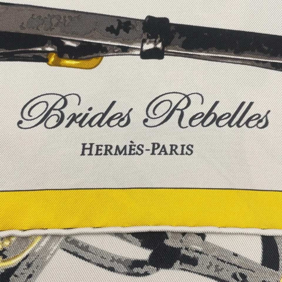 Hermès Carré 90 Brides Rebelles Scarf in Grey x Multicolor Silk