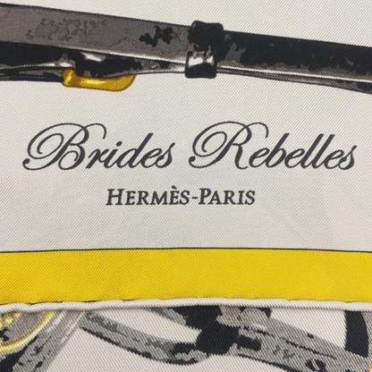 Hermès Carré 90 Brides Rebelles Scarf in Grey x Multicolor Silk