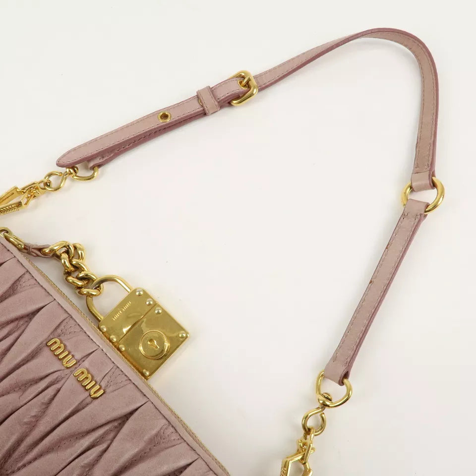 MIU MIU Logo Leather Matelasse Chain Shoulder Bag