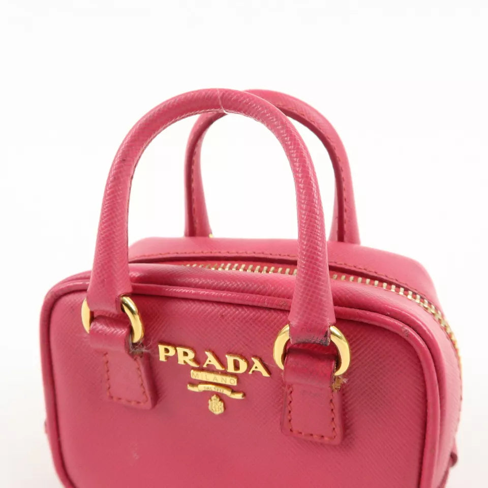 PRADA Logo Safiano Leather Mini Hand Bag