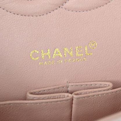 CHANEL Matelasse 25 Double Flap Chain Shoulder Bag Leather Pink