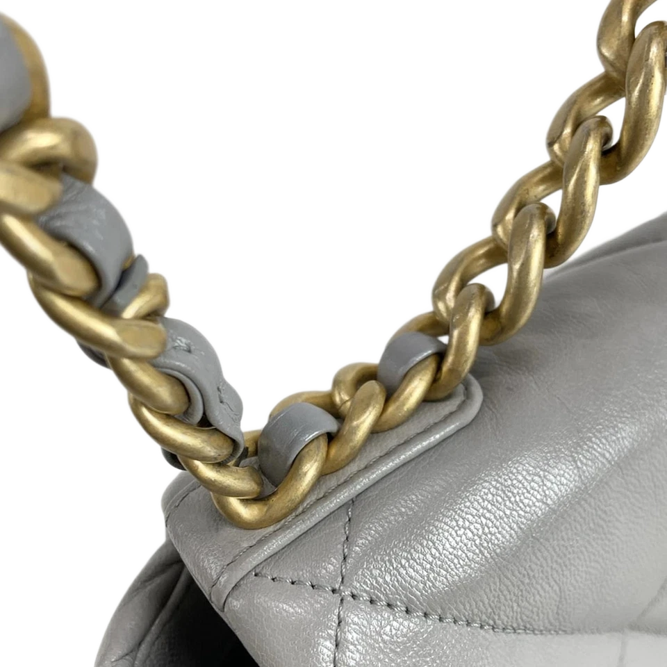 CHANEL CHANEL19 Gray Lambskin Shoulder Bag