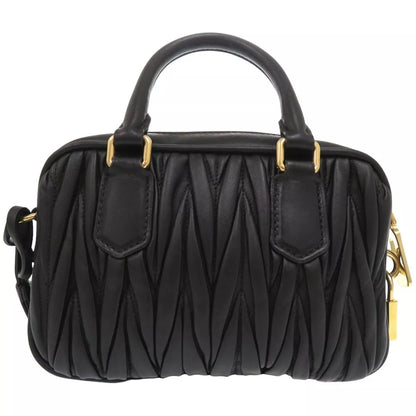 MIUMIU Arkady Matelassé Shoulder Bag – Black Leather