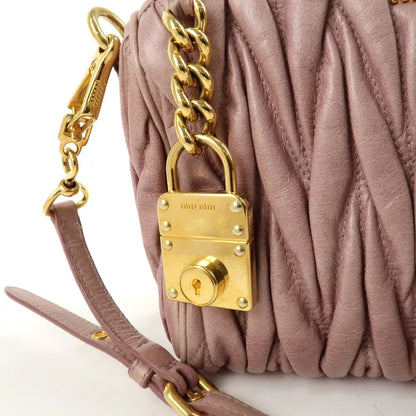 MIU MIU Logo Leather Matelasse Chain Shoulder Bag