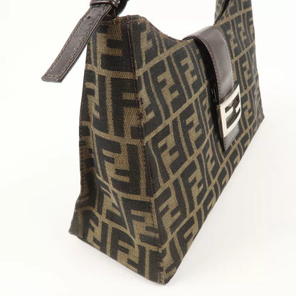 FENDI Zucca Canvas Leather One Shoulder Bag