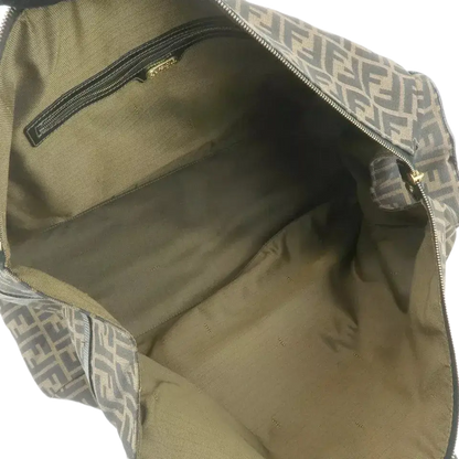 FENDI Zucca Canvas Leather Boston Bag