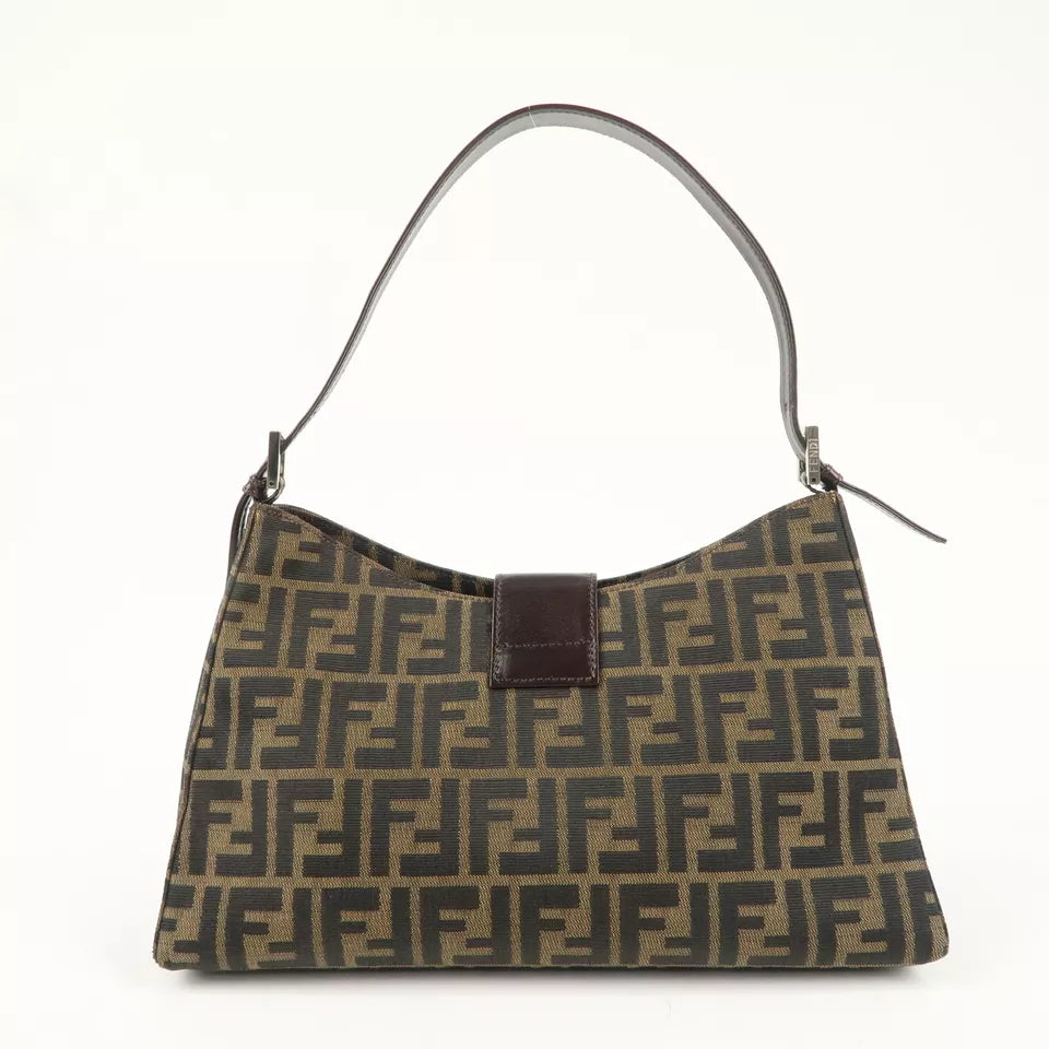 FENDI Zucca Canvas Leather One Shoulder Bag