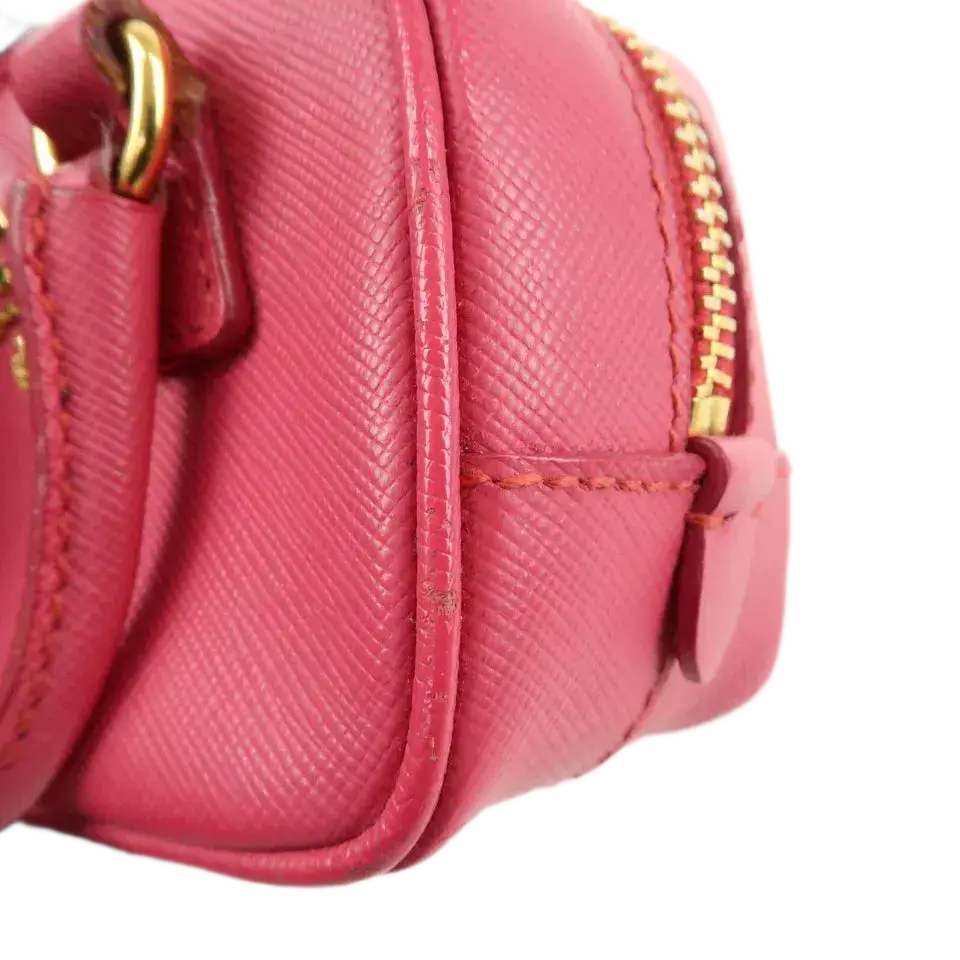 PRADA Logo Safiano Leather Mini Hand Bag