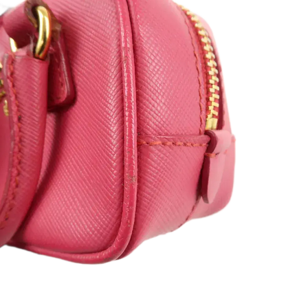PRADA Logo Safiano Leather Mini Hand Bag