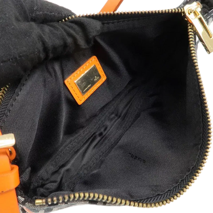 FENDI Zucchino Canvas Leather Shoulder Bag