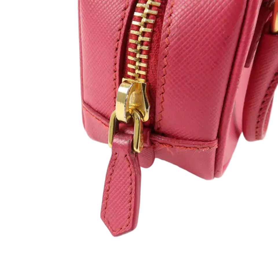 PRADA Logo Safiano Leather Mini Hand Bag