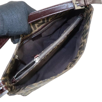 FENDI Zucca Canvas Leather One Shoulder Bag
